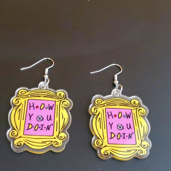 Friends "How You Doin?" Pierced Earrings - Picture 2 of 5